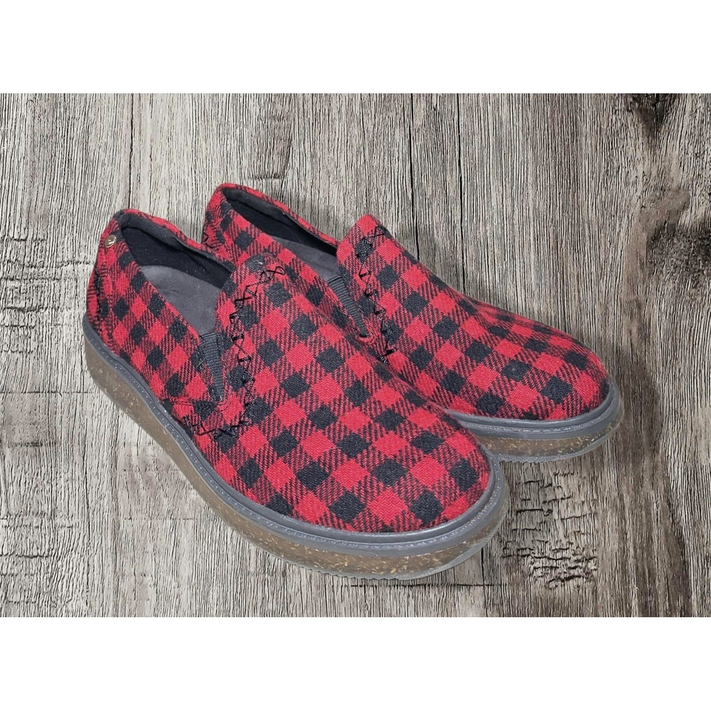 Earth Elements Abelia Loafers Red And Black Check Slip On Shoes Womens Size 8.5